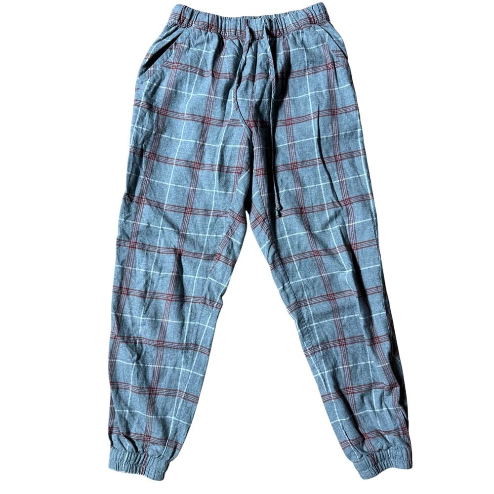 Faherty Women’s Flannel Plaid Pants Gray Red Lounge Pajama Bottoms Size S Cozy